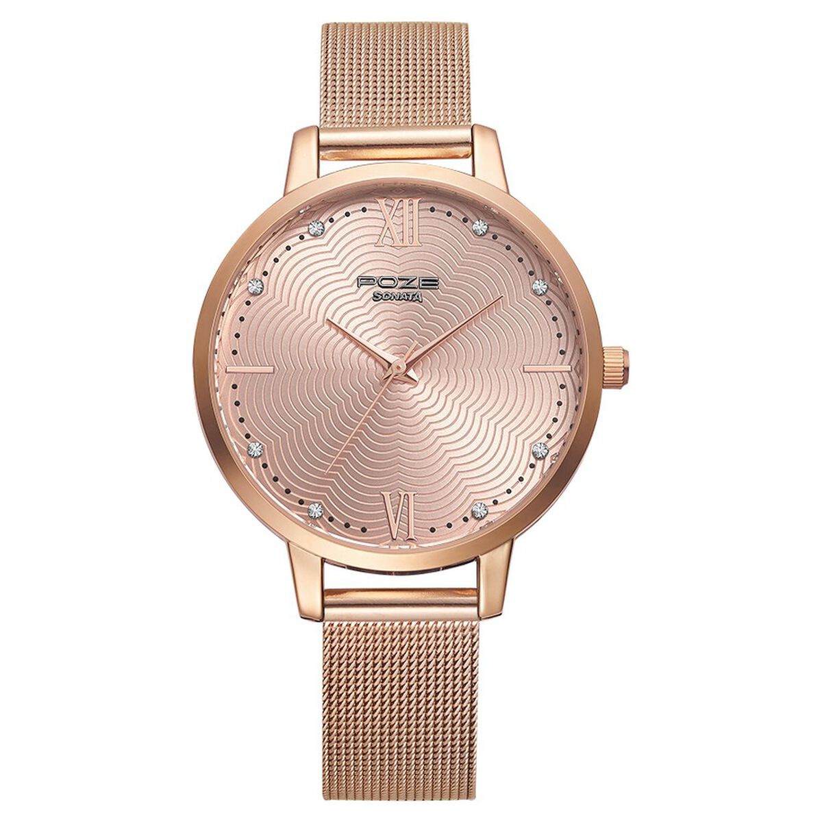 Poze by Sonata Quartz Analog Pink Dial Stainless Steel Strap Watch for Women 1