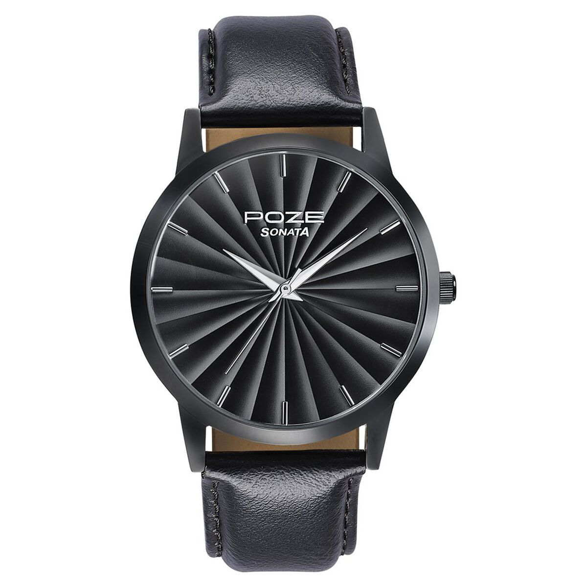 Sonata Poze Quartz Analog Black Dial Leather Strap Watch For Men 2