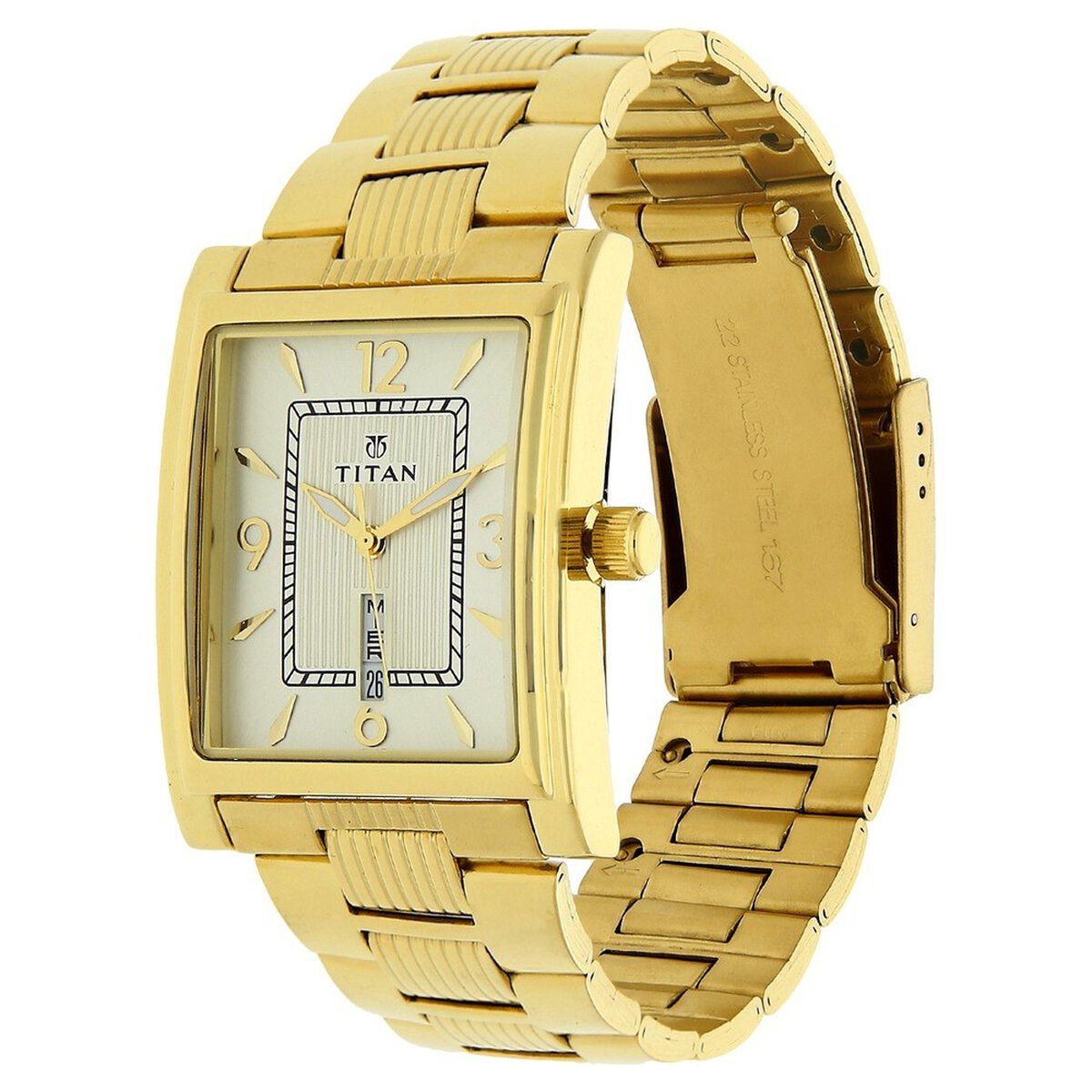 Titan Champagne Dial Analog with Day and Date Stainless Steel Strap Watch for Men 4