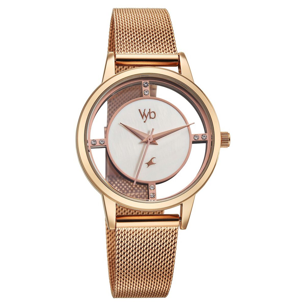 Vyb Runway By Fastrack Quartz Analog White Dial Rose Gold Stainless Steel Strap Watch For Girls 3