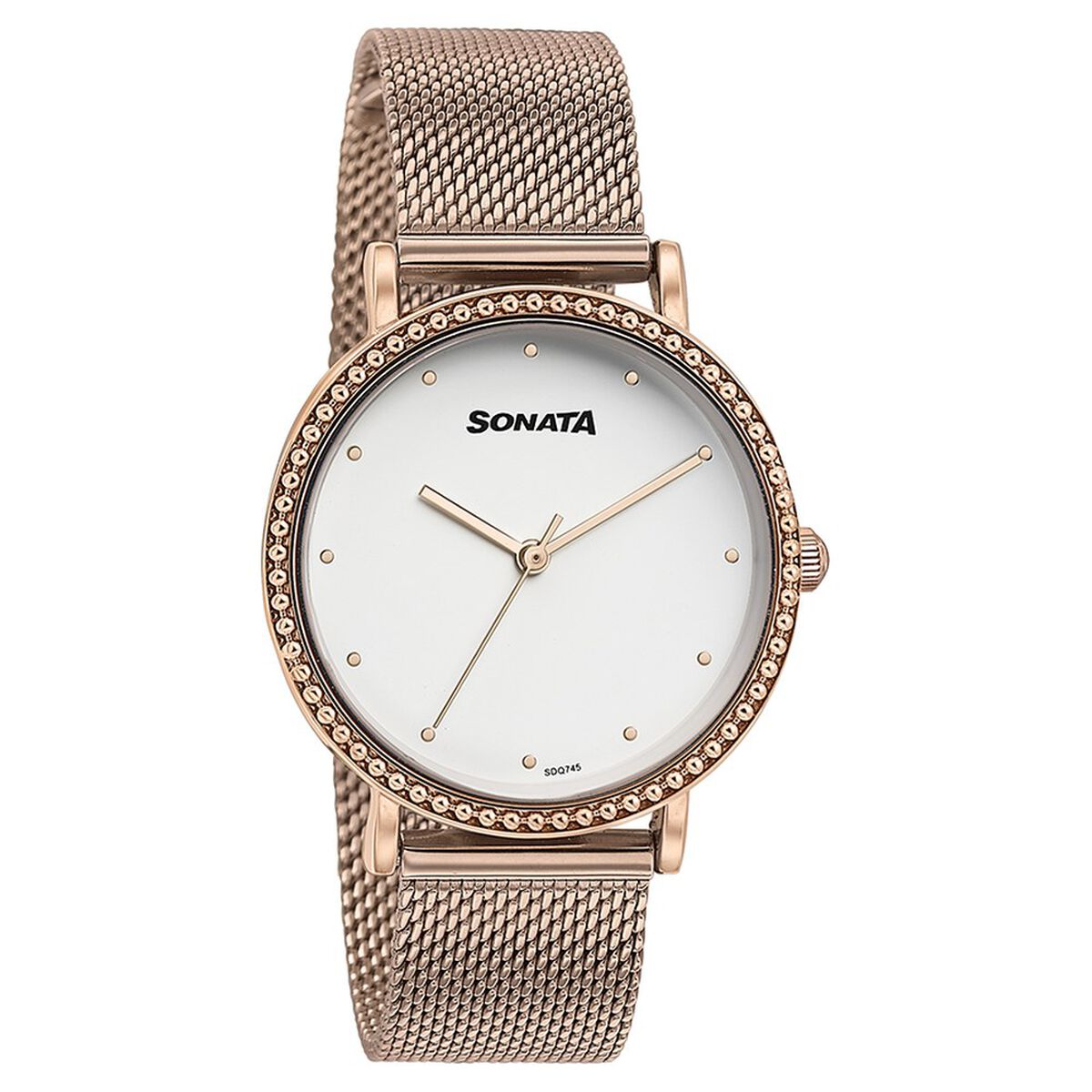 Sonata Quartz Analog White Dial Rose Gold Stainless Steel Strap Watch For Women 3