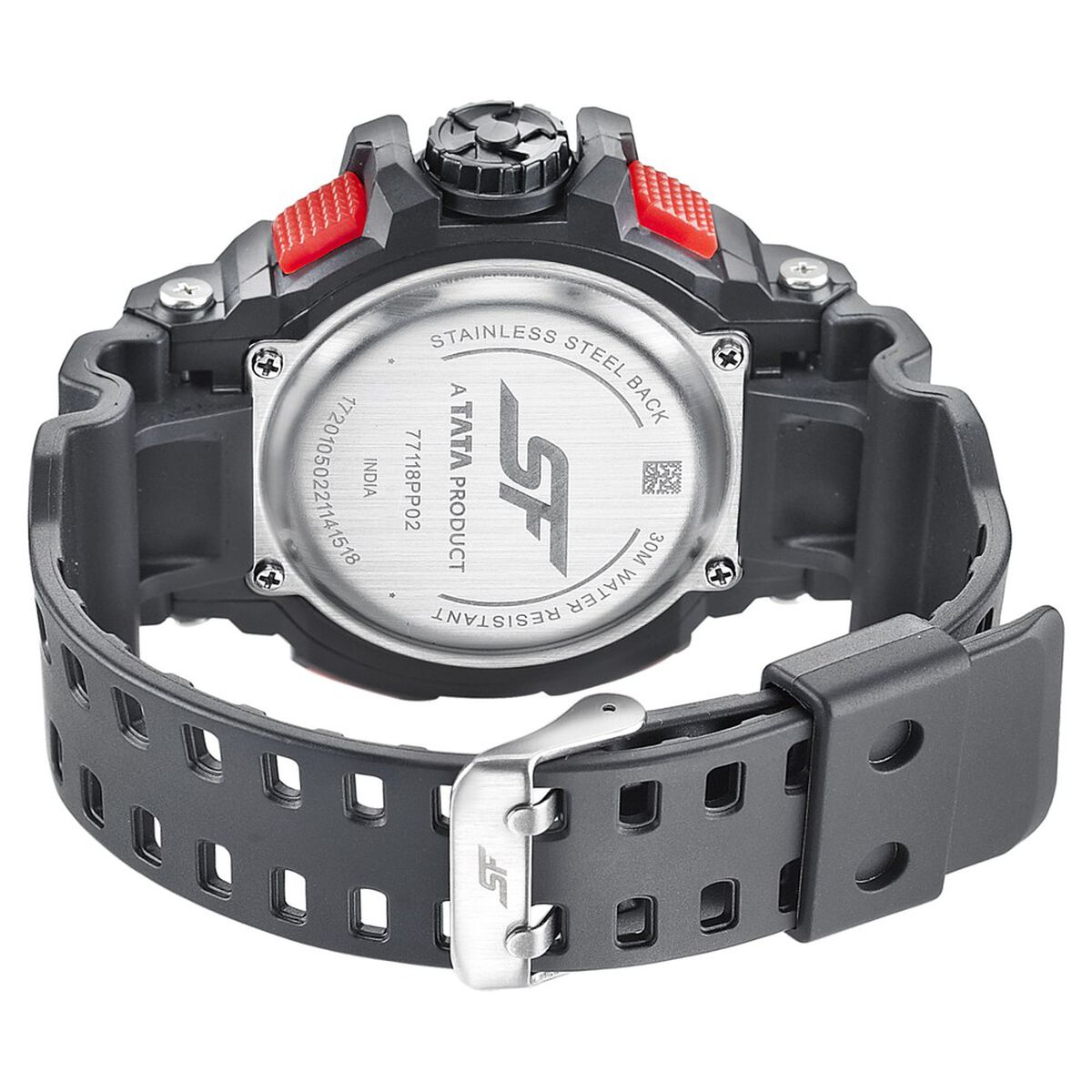 SF Quartz Analog Digital Black Dial PU Strap Watch for Men 4