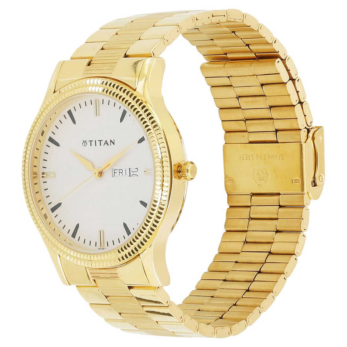 Titan Quartz Analog with Day and Date White Dial Stainless Steel Strap Watch for Men 2