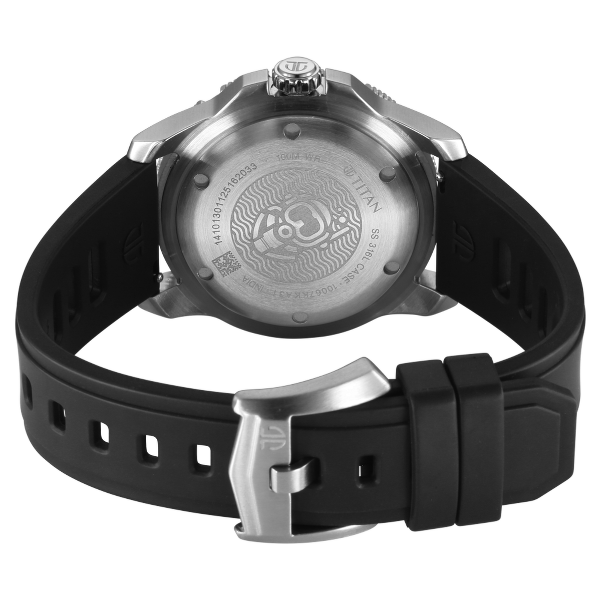 Titan Zero Hour Diver's 100m Analog with Black Dial Black FKM Strap Watch for Men 5