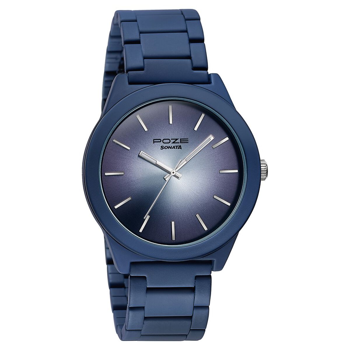 Sonata Poze Quartz Analog Blue Dial Metal Strap Watch For Men 3