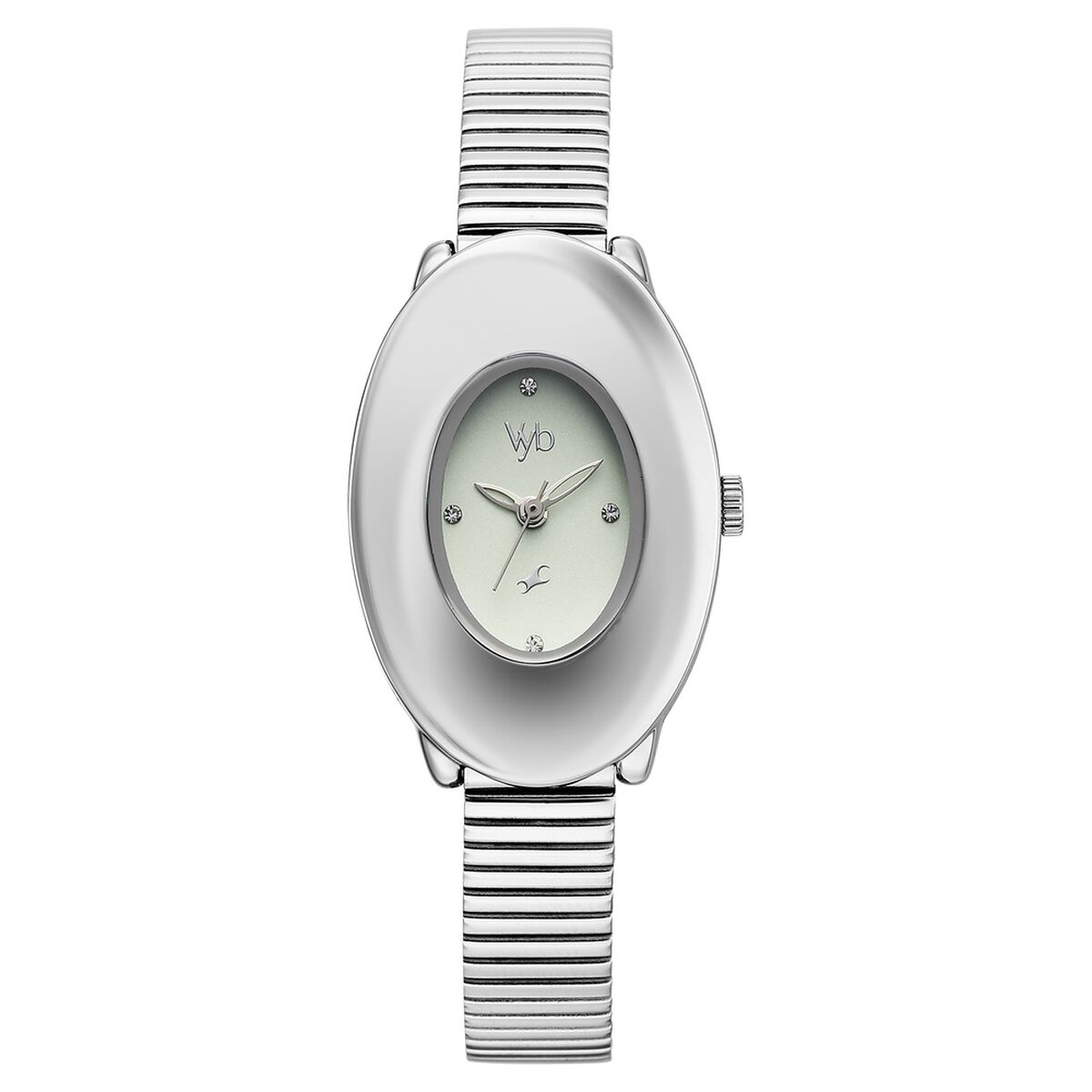 Vyb Runway By Fastrack Quartz Analog Green Dial Silver Stainless Steel Strap Watch For Girls 1