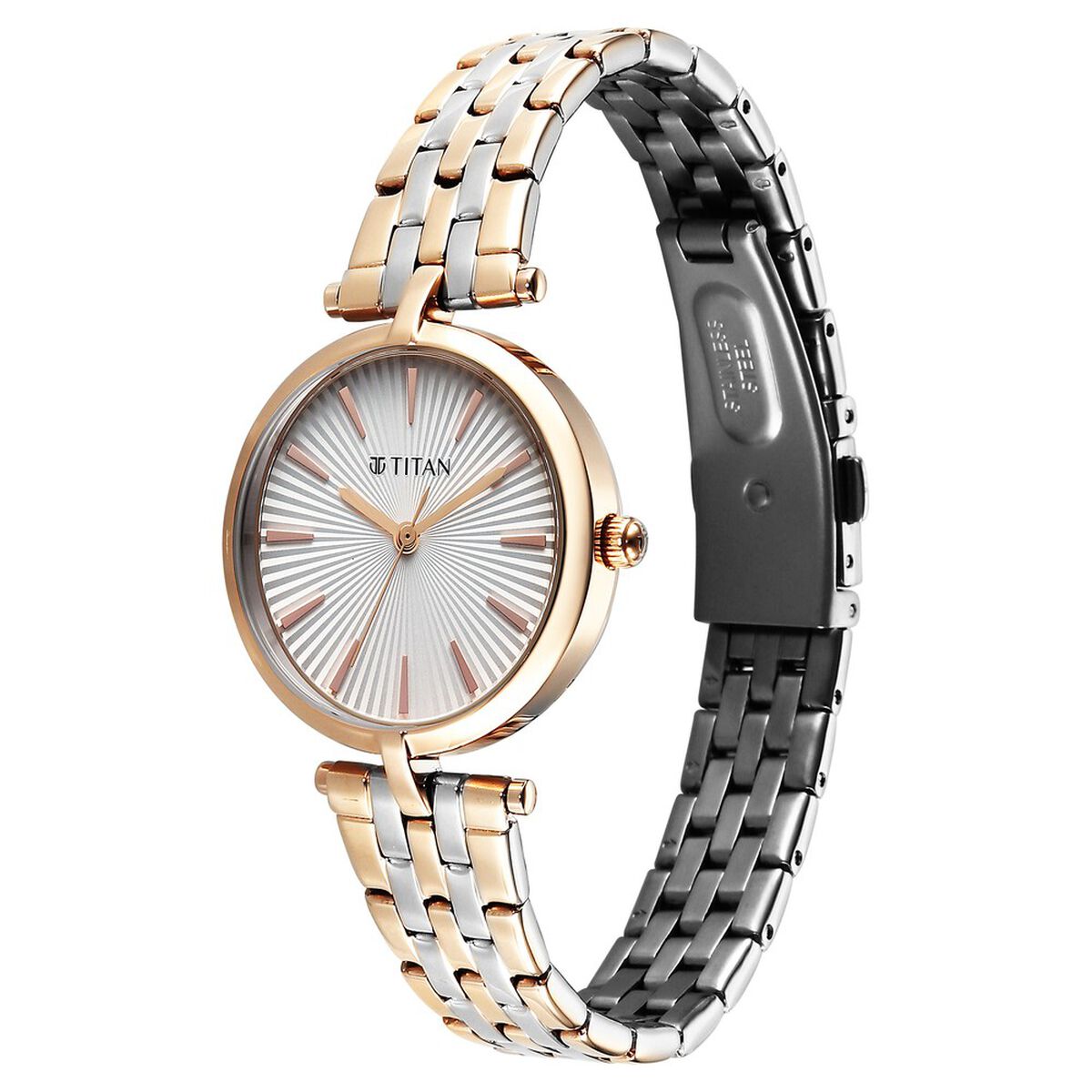 Titan Work Mode Quartz Analog Silver Dial Two Toned Metal Strap Watch For Women 3