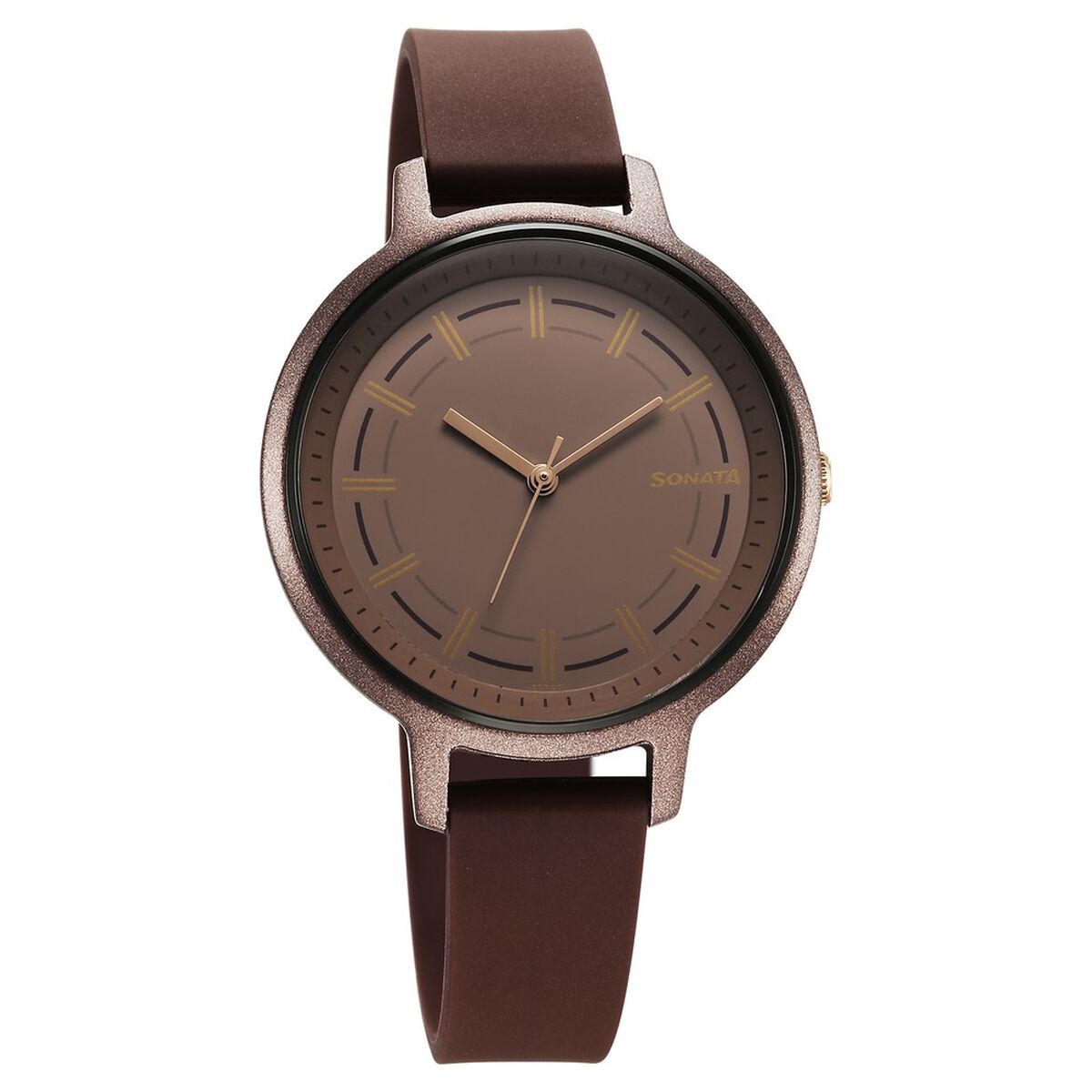 Sonata Splash Quartz Analog Brown Dial Plastic Strap Watch for Women 1
