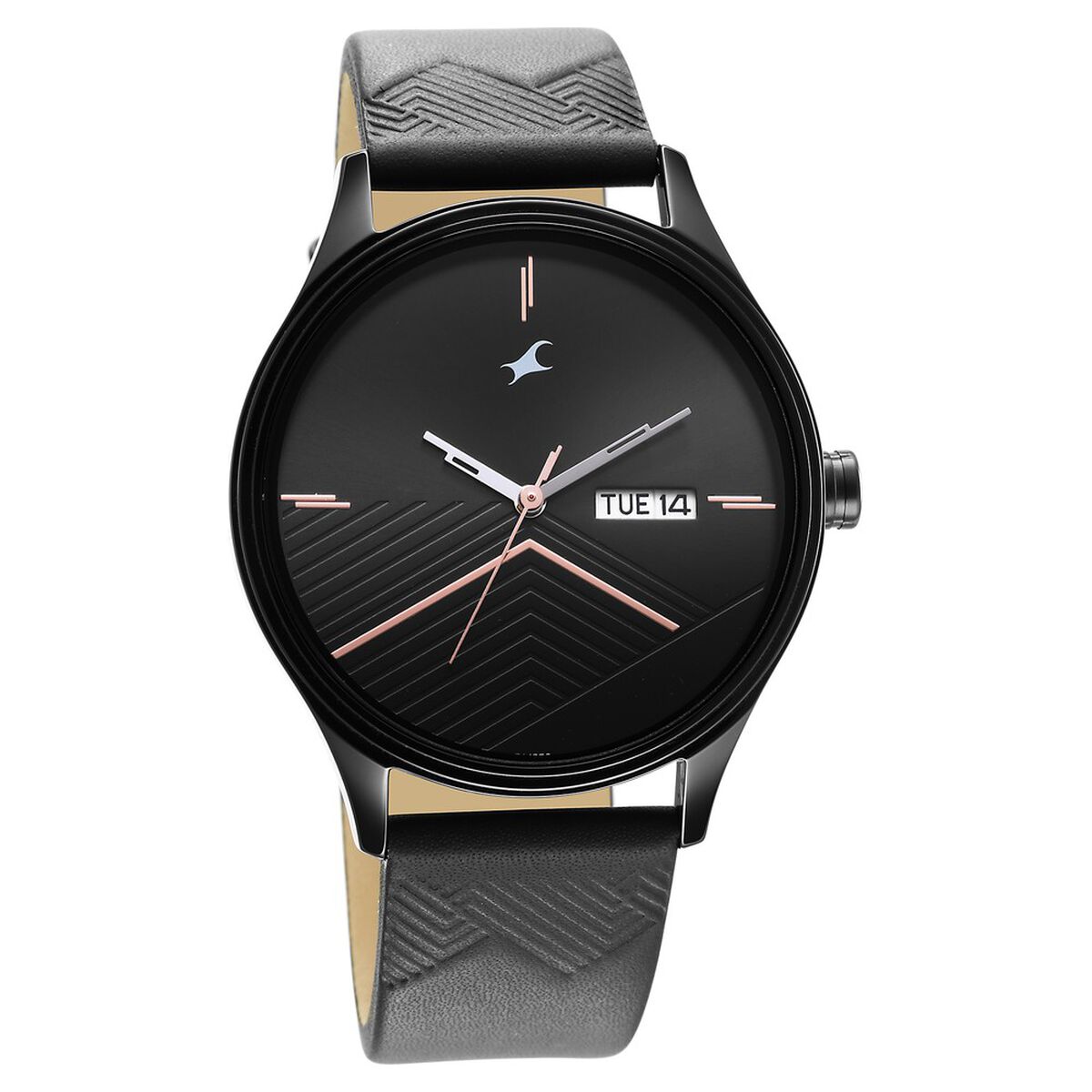 Fastrack Style Up Black Dial Leather Strap Watch for Guys 2