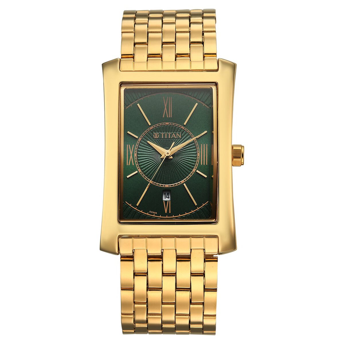 Titan Regalia Allure Analog with Date and Green Dial Yellow Gold Stainless Strap Watch for Men 1