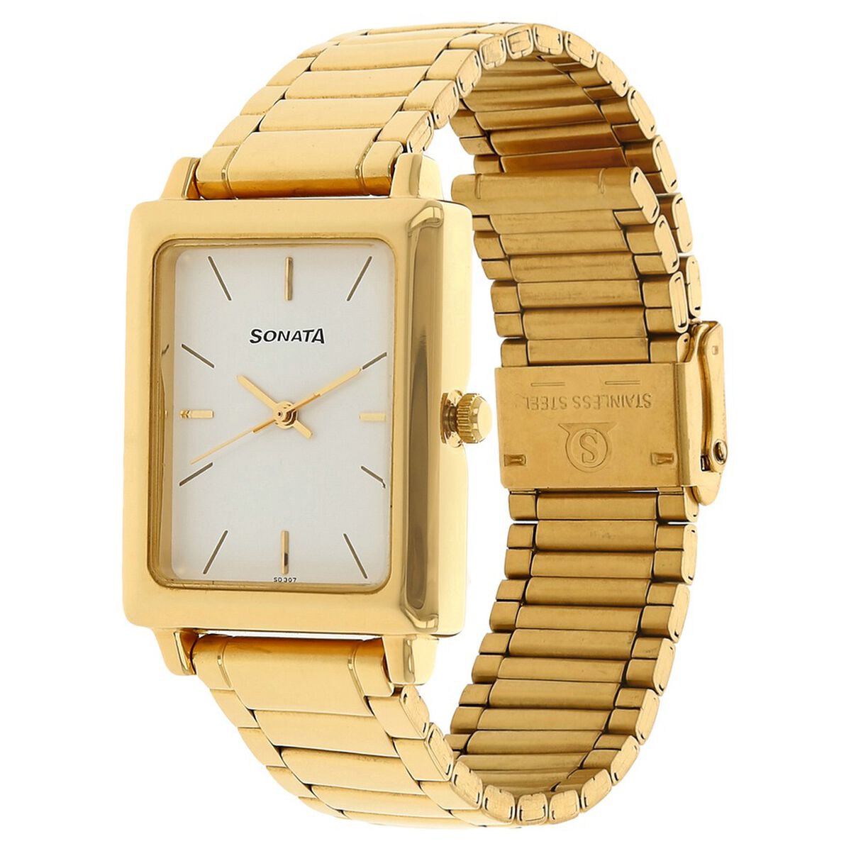 Sonata Quartz Analog White Dial Stainless Steel Strap Watch for Men 2
