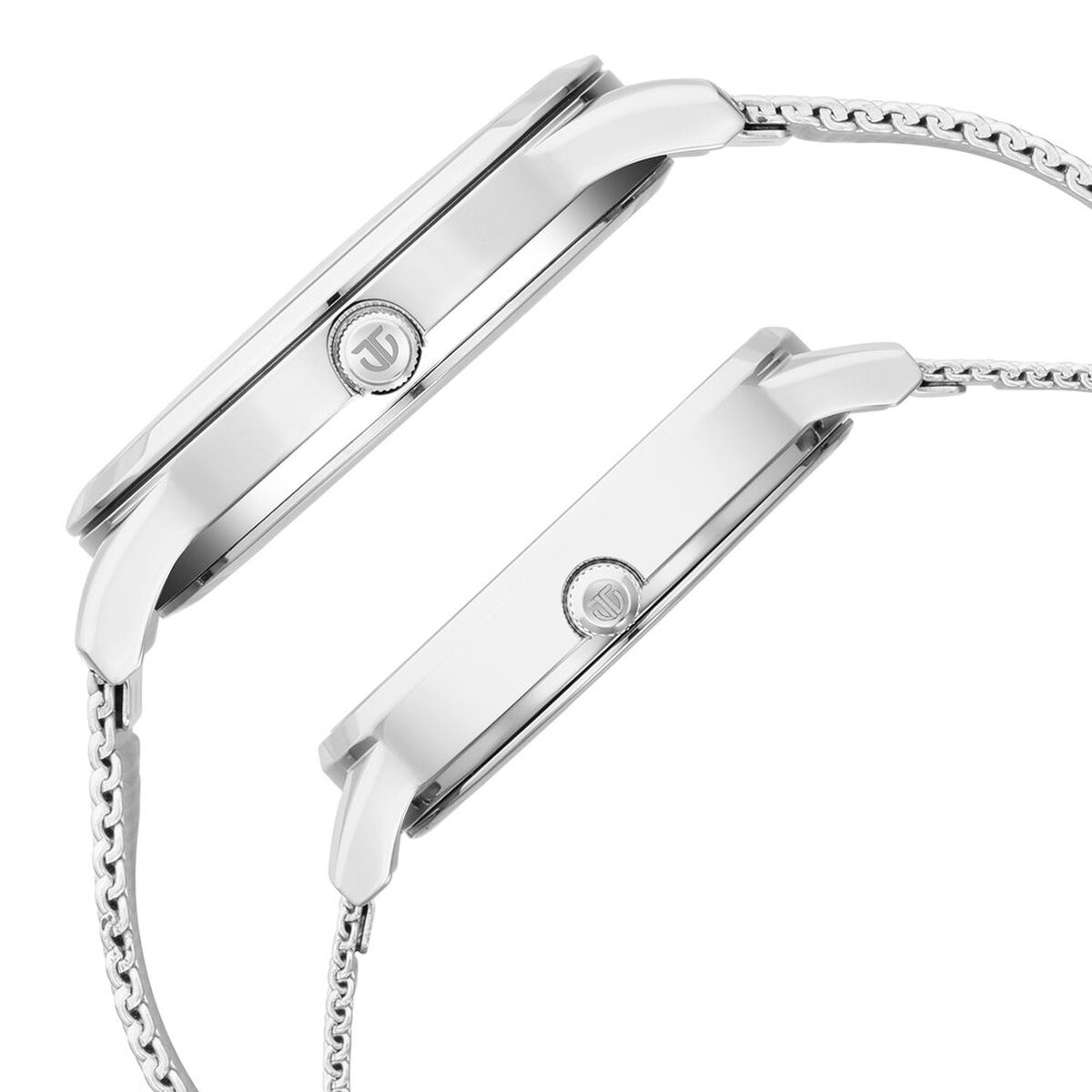Titan Quartz Analog White Dial Stainless Steel Strap Watch for Couple 4