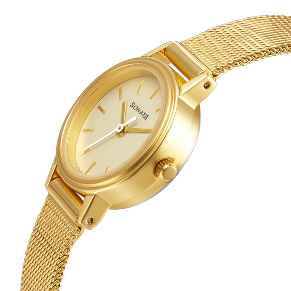 Sonata Essentials Champagne Dial Women Watch With Stainless Steel Strap 3