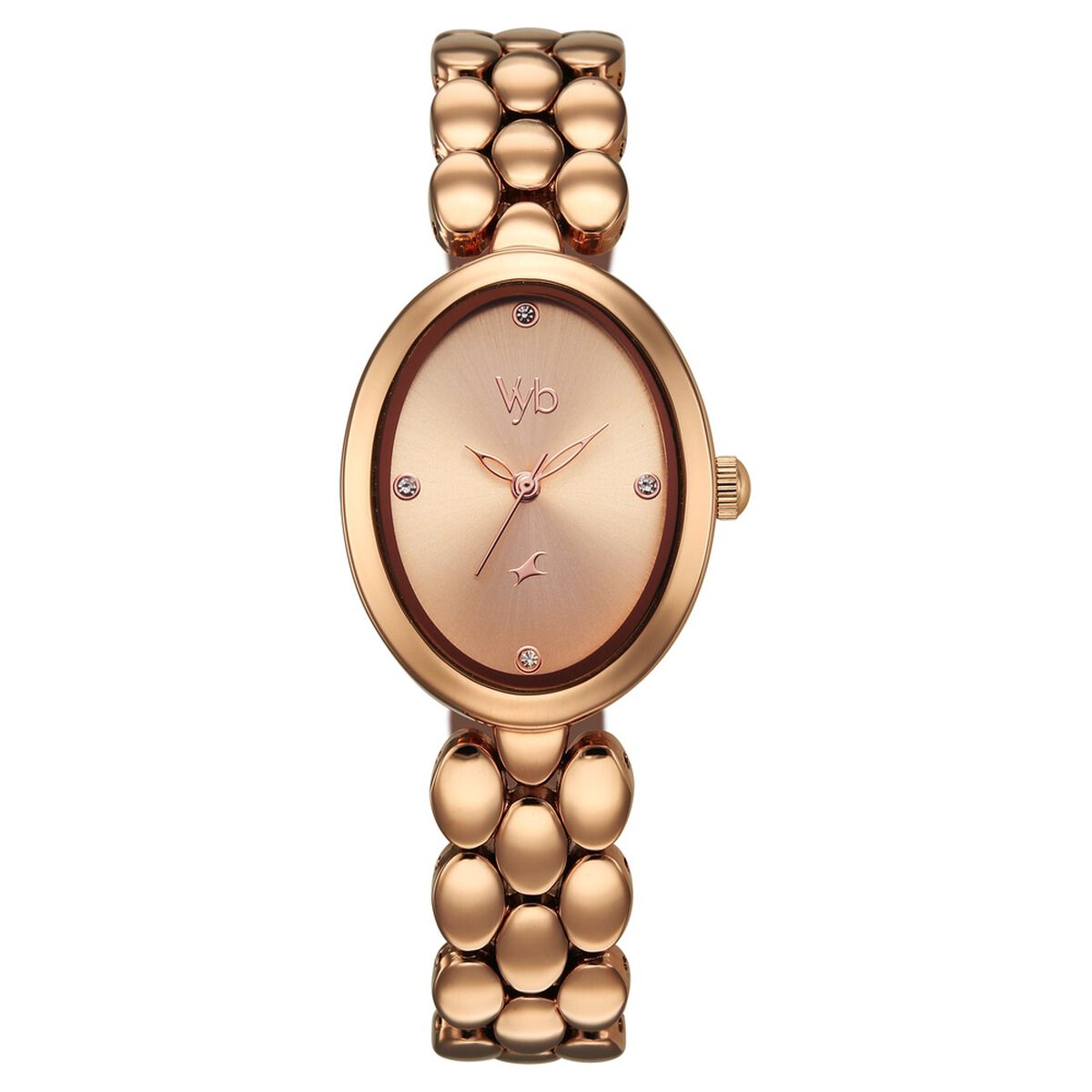 Vyb Enigma By Fastrack Quartz Analog Rose Gold Dial Rose Gold Metal Strap Watch For Girls 1