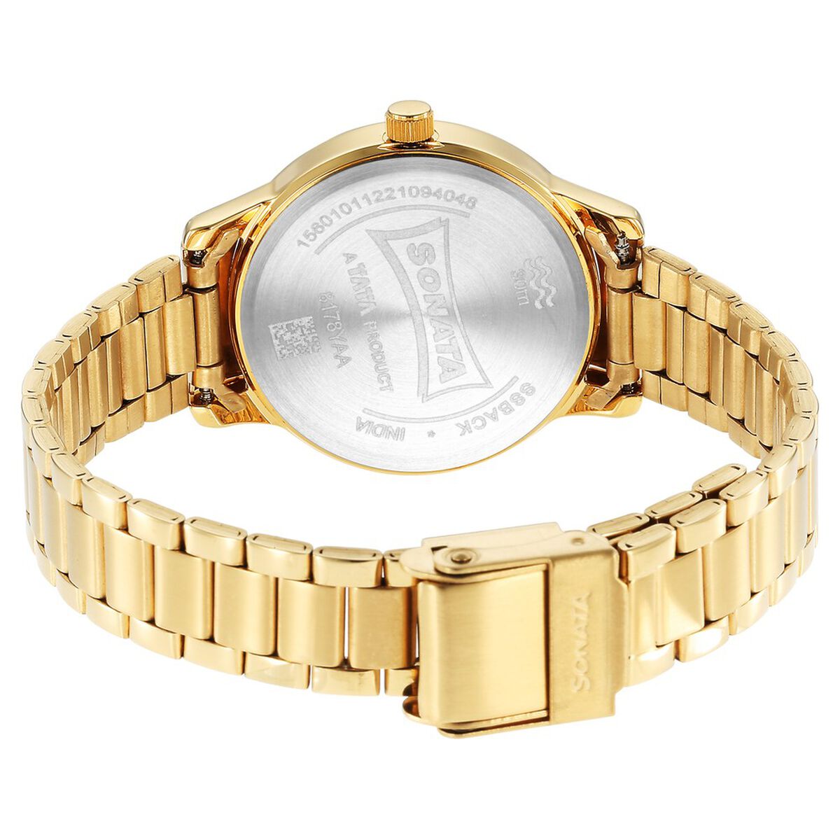 Sonata Classic Gold Silver Dial Metal Strap Watch for Women 3