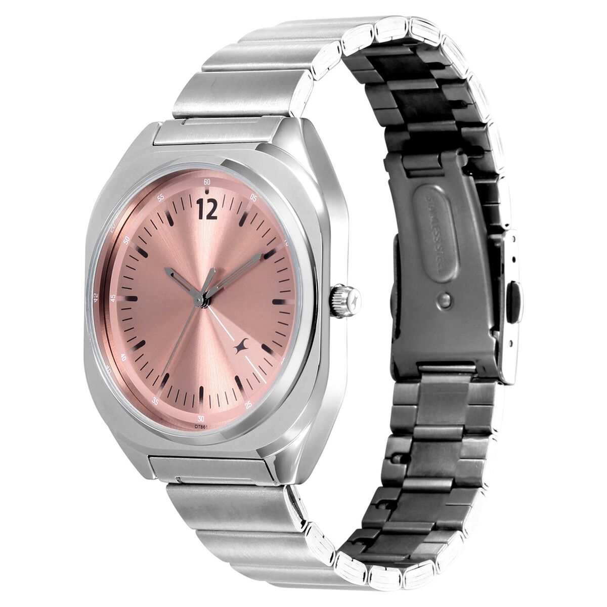 Fastrack 9 to Fine Analog withSalmon Pink Metal Strap Watch for Guys 3