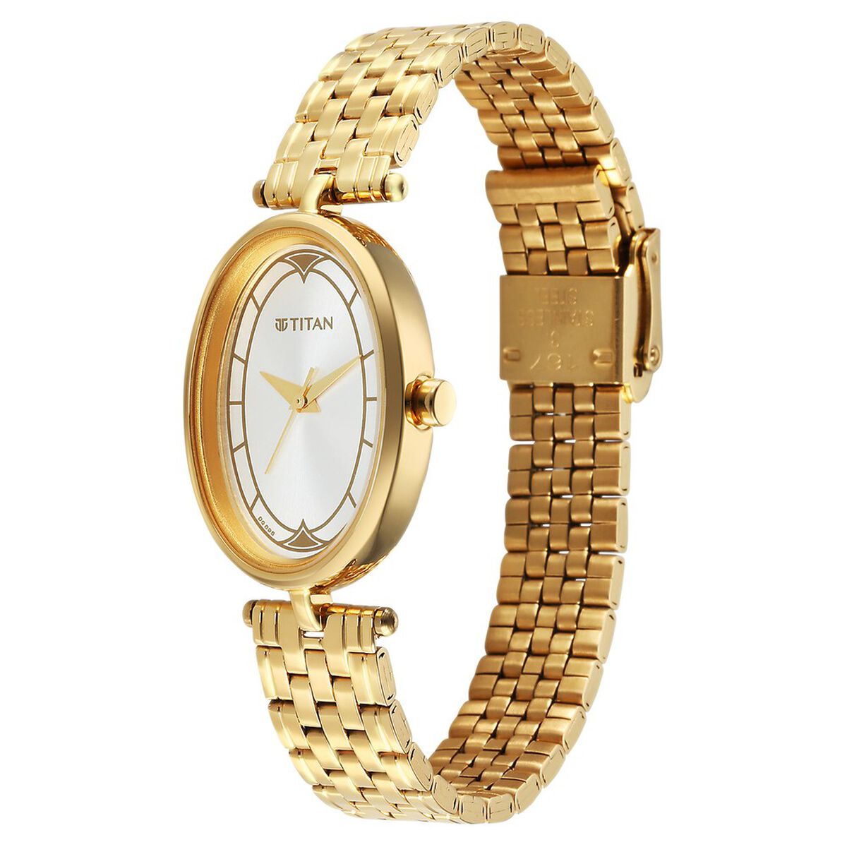 Titan Karishma Quartz Analog Silver Dial Golden Stainless Steel Strap Watch For Women 3