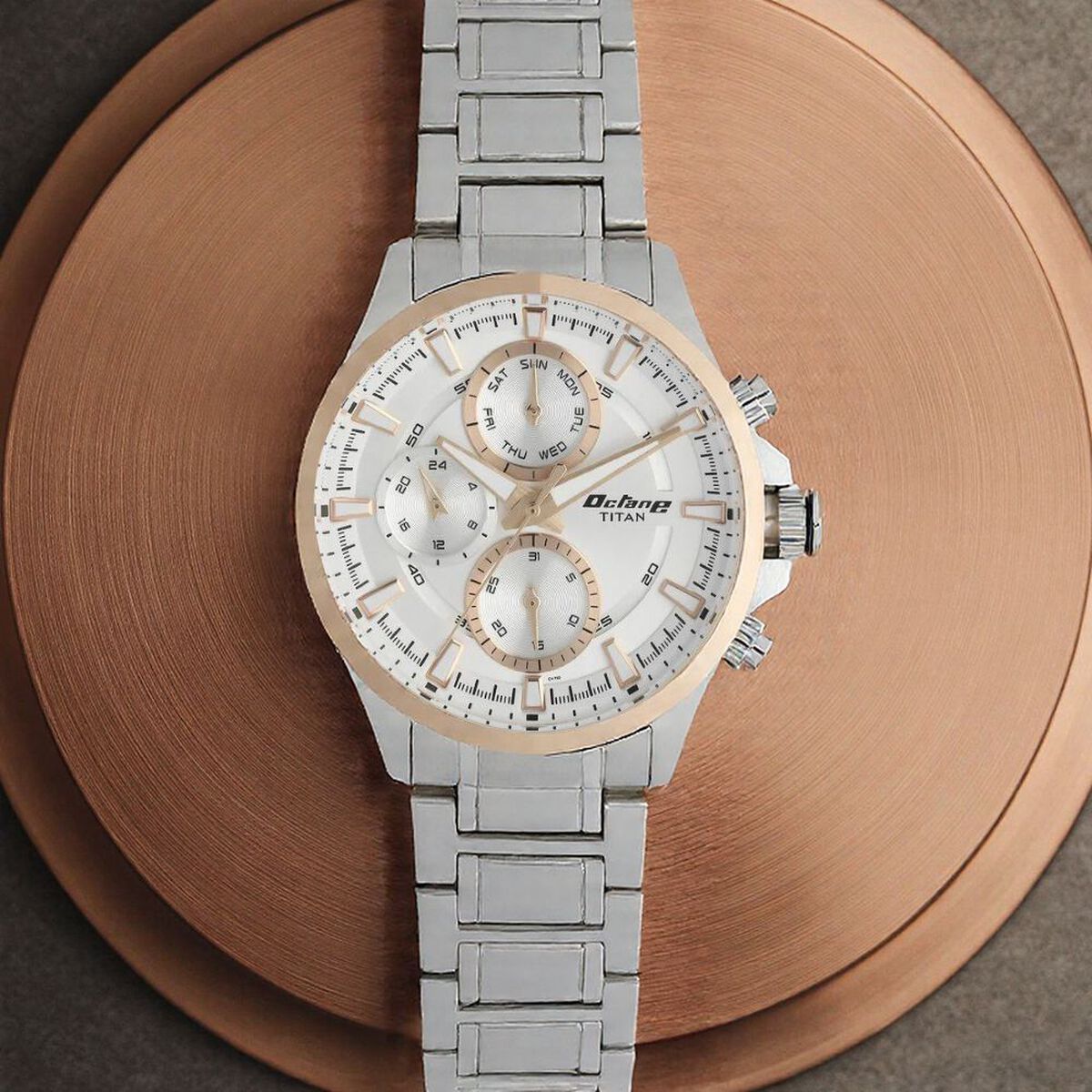 Titan Octane White Dial Quartz Multifunction Stainless Steel Strap watch for Men 1