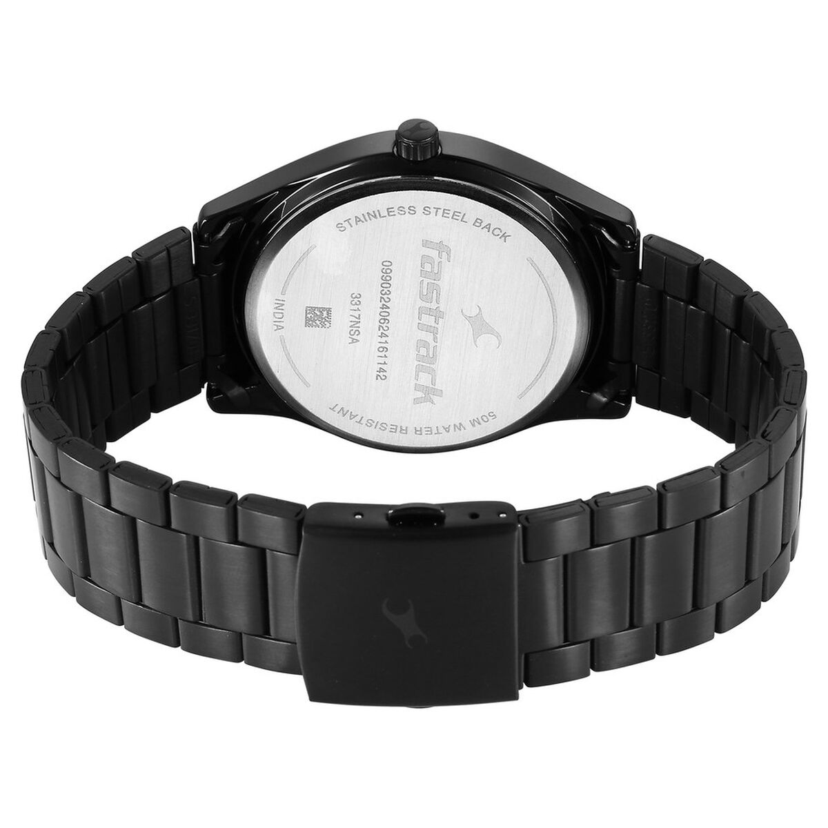 Fastrack Stunners Quartz Analog Black Dial Black Metal Strap Watch For Guys 5