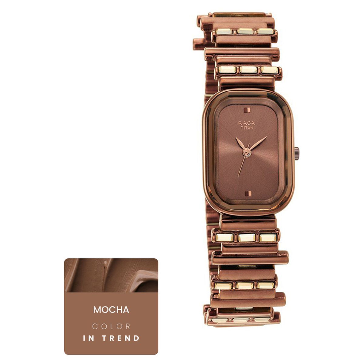 Raga Women's Love all: Elegant Oval Brown Dial & Metal Strap Watch 1