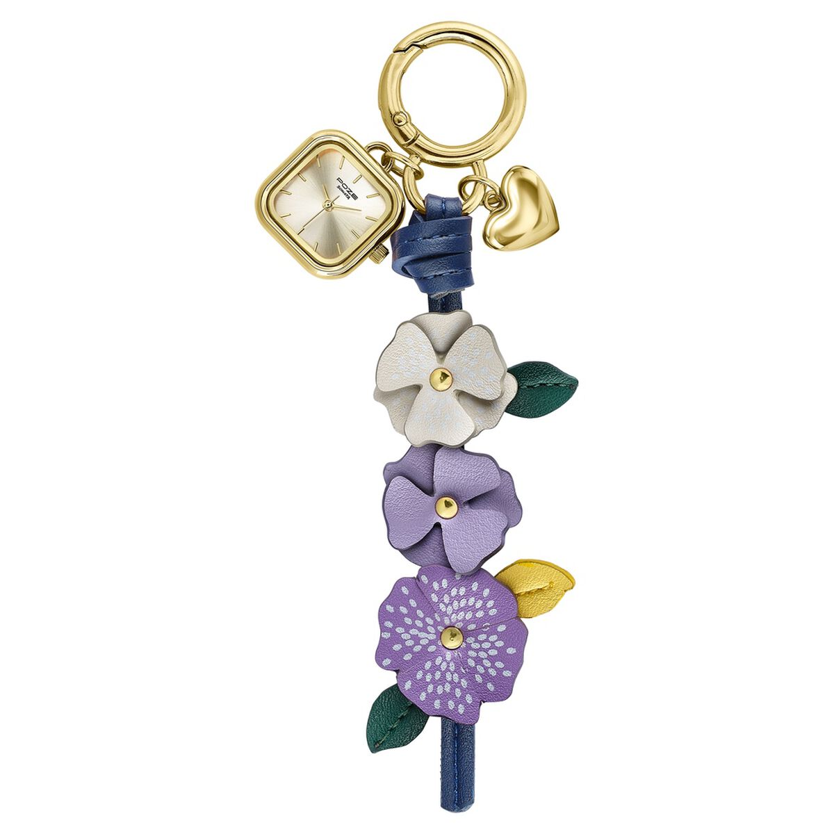 Key Chain Watch By Sonata Quartz Analog Golden Dial Purple Leather Key Chain Strap Watch For Women 2
