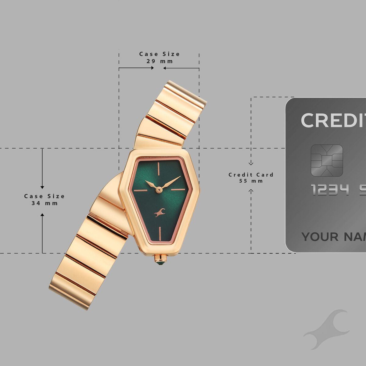 Fastrack Wild Quartz Analog Green Dial Rose Gold Stainless Steel Strap Watch For Girls 4