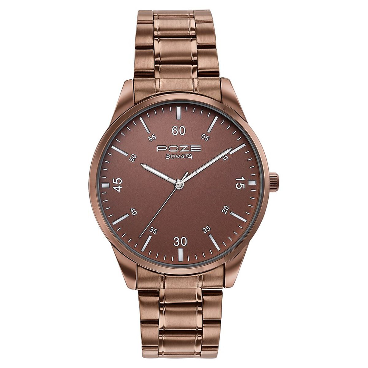 Sonata Poze Quartz Analog Brown Dial Stainless Steel Strap Watch For Men 2