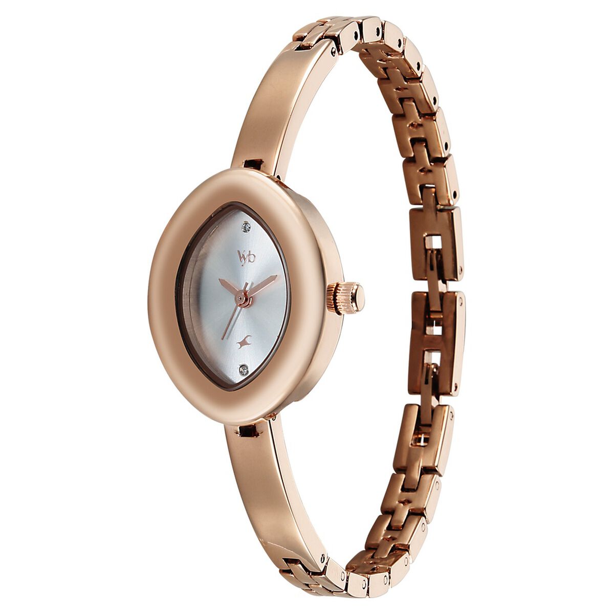 Vyb Luna By Fastrack Quartz Analog White Dial Rose Gold Metal Strap Watch For Girls 3