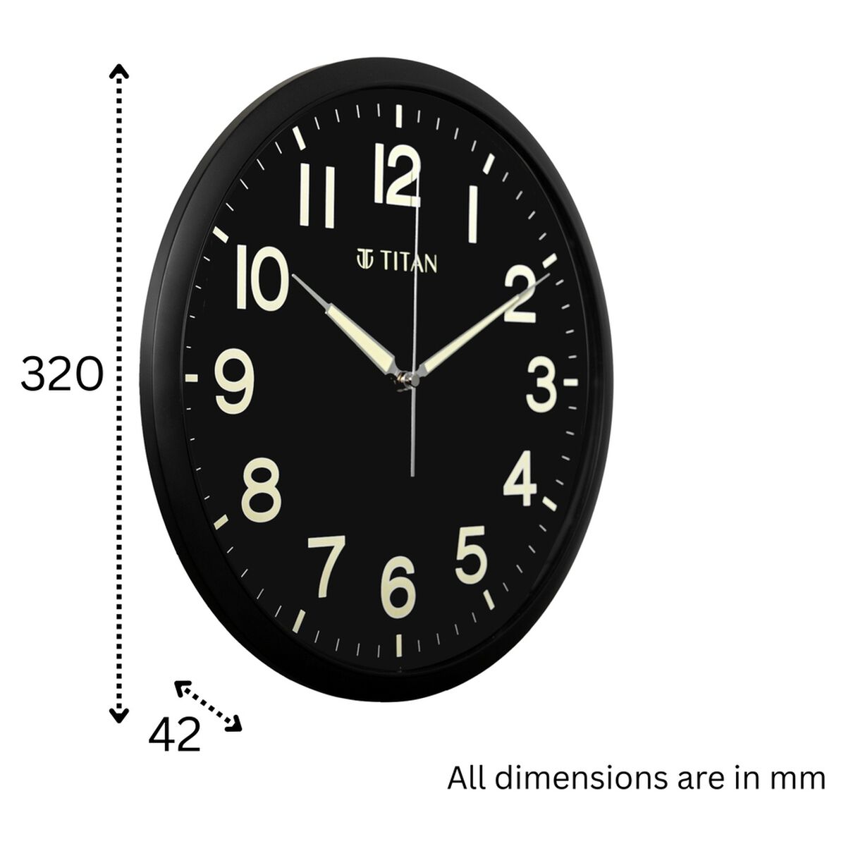 Titan Classic Wall Clock Quartz Analog Black Dial Silent Sweep - 32 CM x 32 CM (Medium) 4