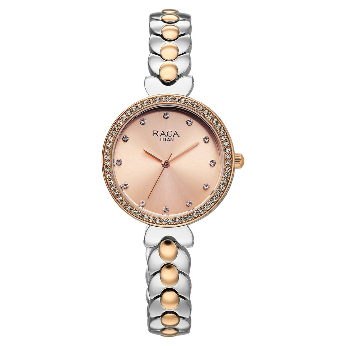 Titan Raga Showstopper Quartz Analog Rose Gold Dial Two Toned Metal Strap Watch For Women 1