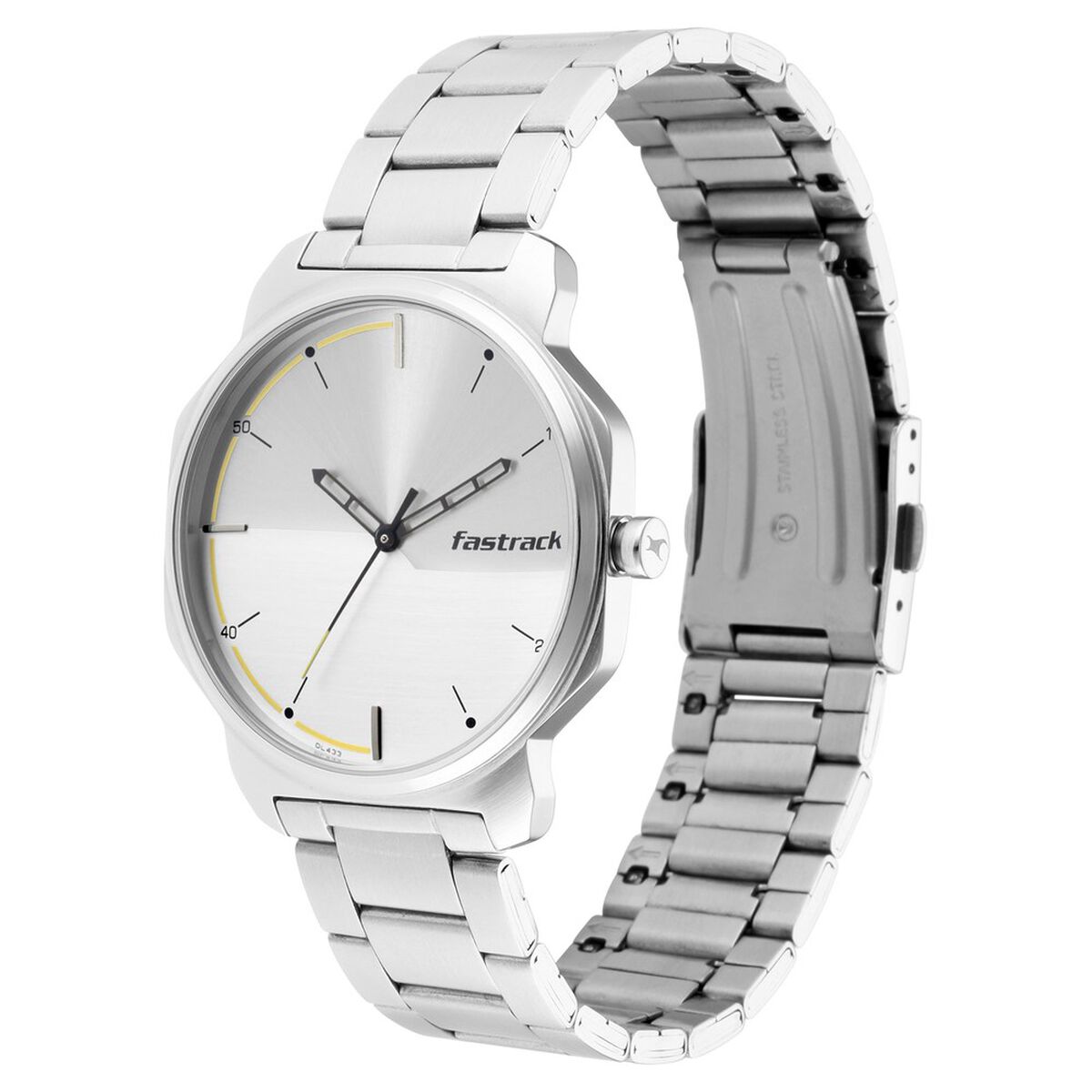 Fastrack Stunners Quartz Analog Silver Dial Metal Strap Watch for Guys 4