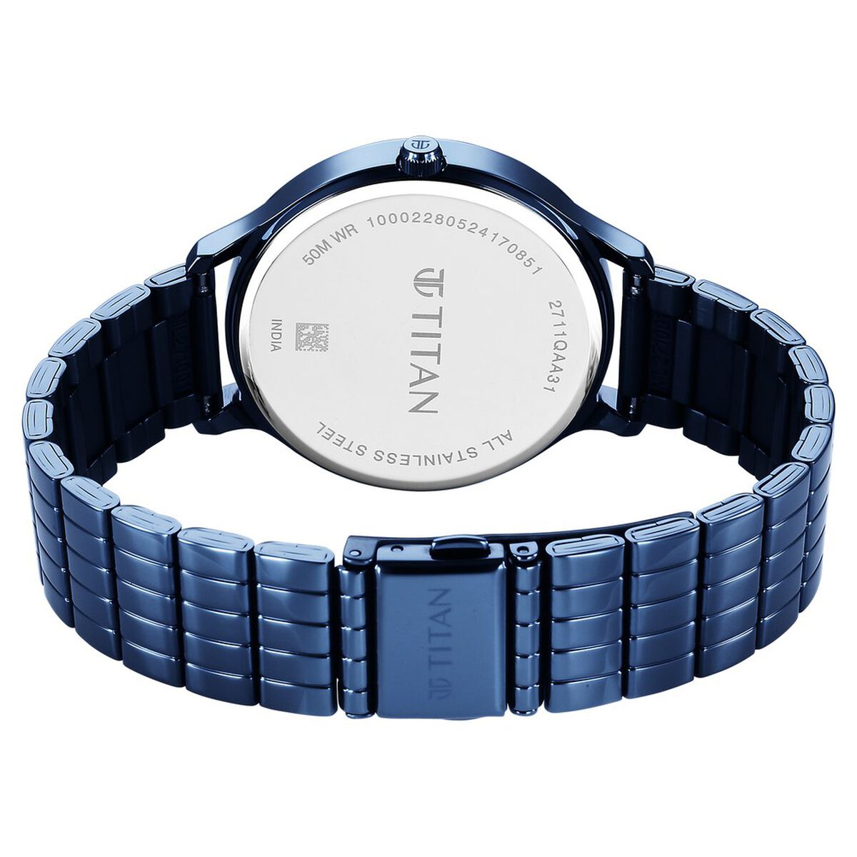 Titan Secluded Quartz Analog Blue Acetate Dial Stainless Steel Strap Watch For Women 5