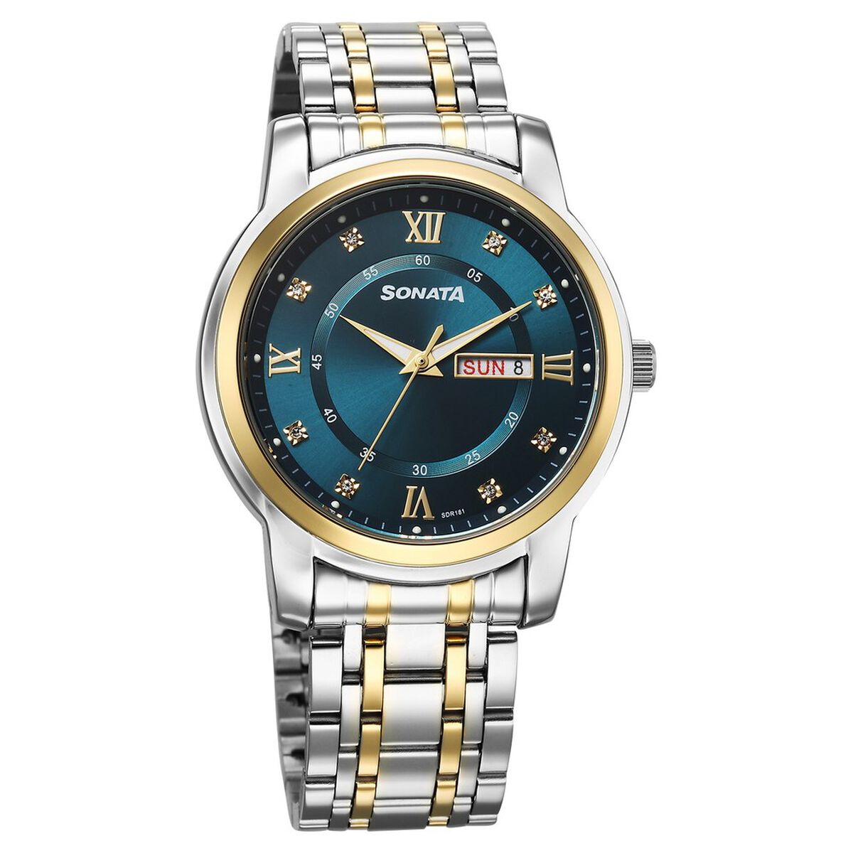 Sonata Wedding Quartz Analog Blue Dial Stainless Steel Strap Watch For Men 1