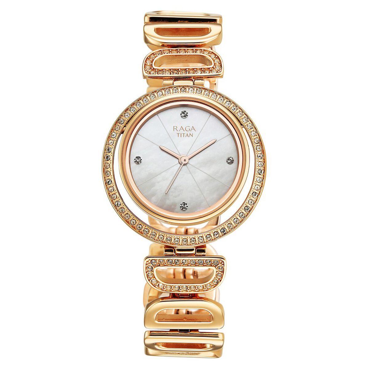 Titan Raga Glimmers Quartz Analog Mother of Pearl Dial Rose Gold Metal Strap Watch For Women 2