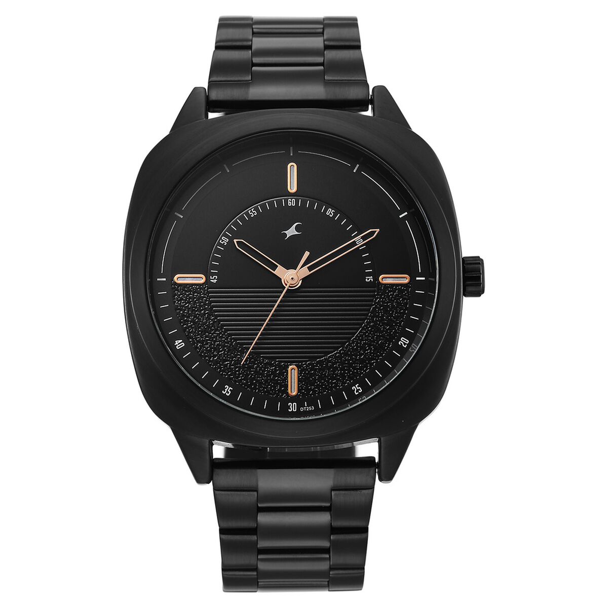 Fastrack Stunners Quartz Analog Black Dial Black Stainless Steel Strap Watch For Guys 1