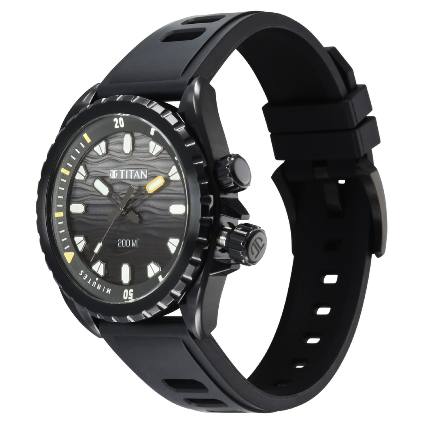 Titan Zero Hour Diver's 200m Analog with Black Dial Black FKM Strap Watch for Men 3