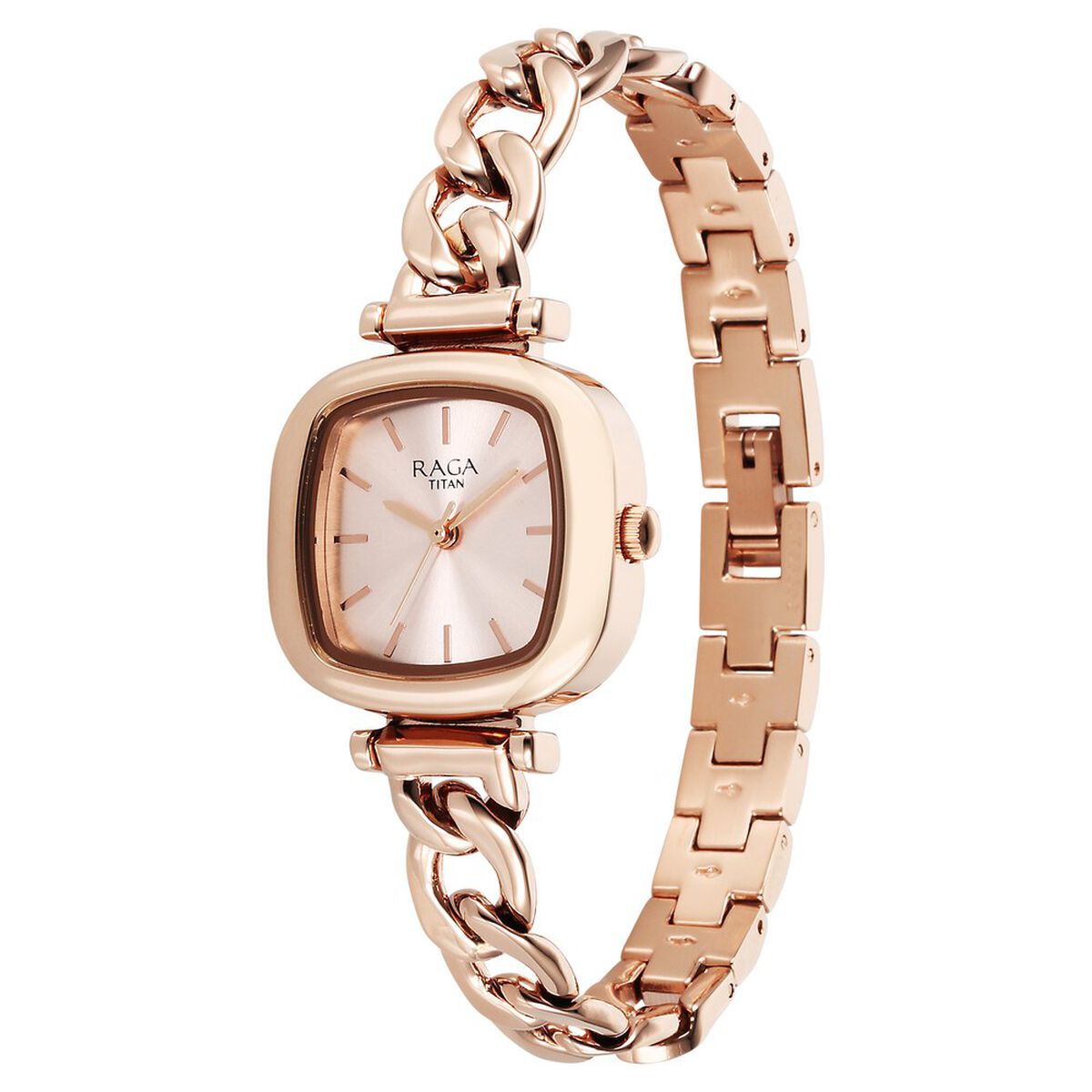 Titan Raga Showstopper Quartz Analog Rose Gold Dial Metal Strap Watch For Women 3