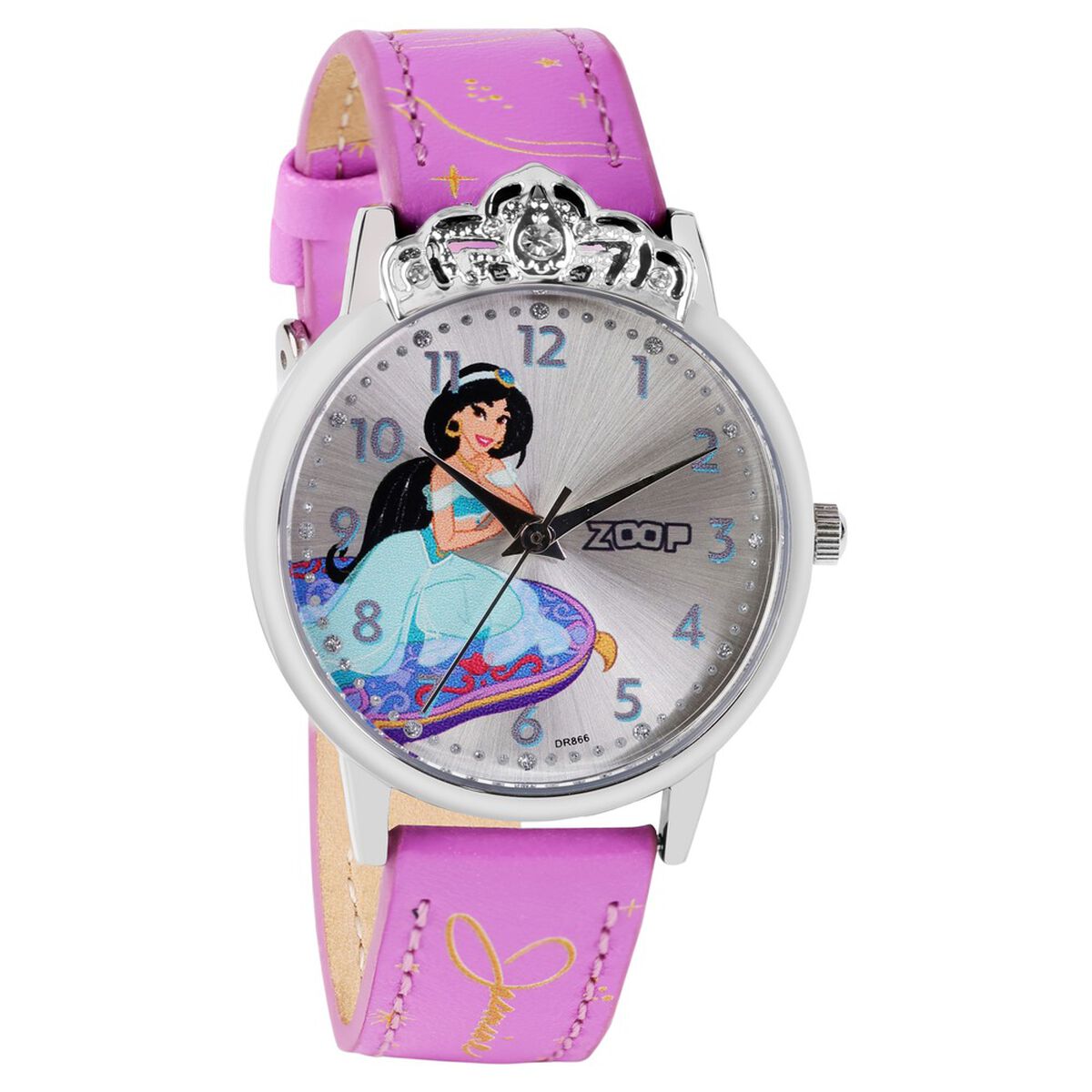 Zoop Disney Jasmine Analog Watch with Silver Dial & Purple Strap for Girls Kids, from House of Titan 3