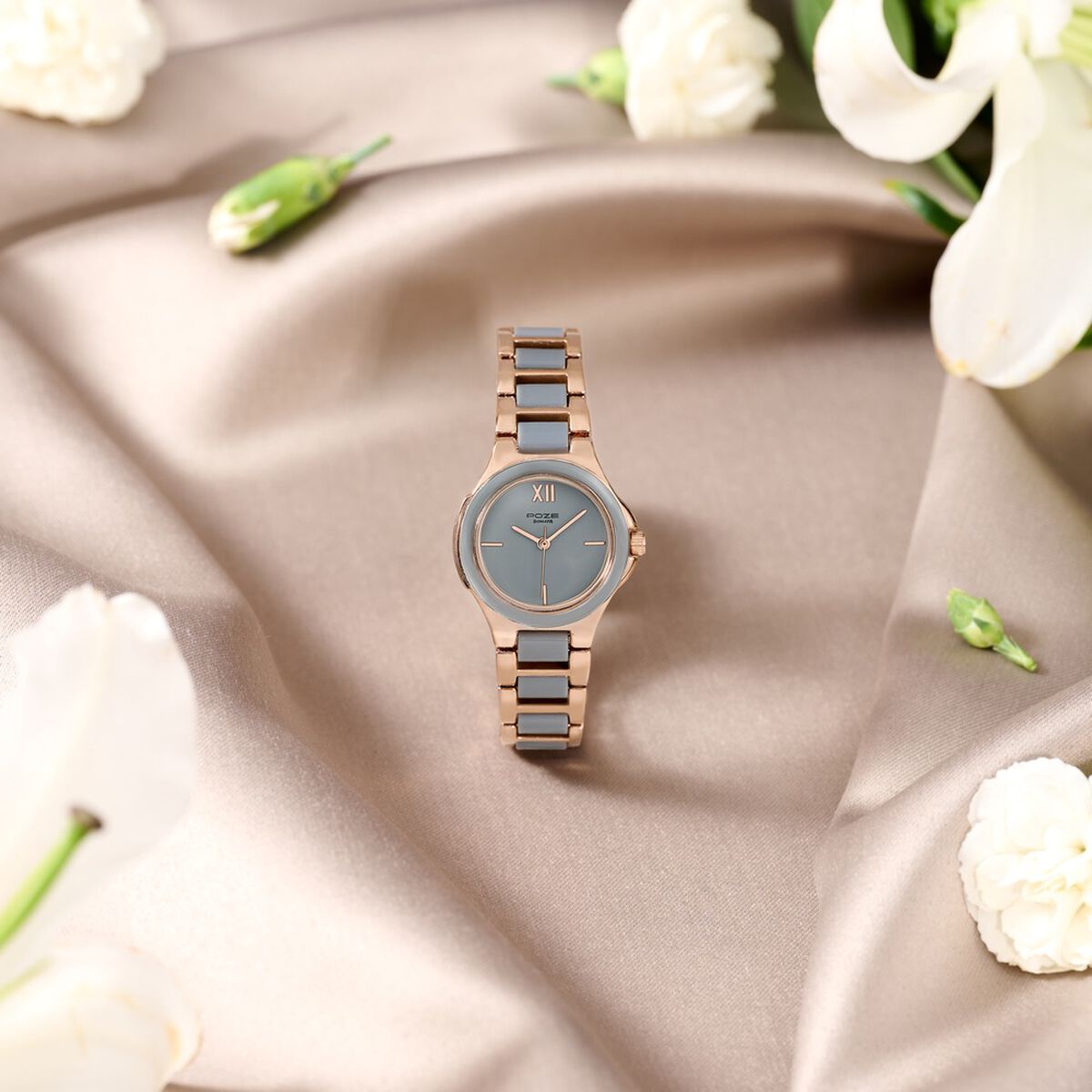 Poze By Sonata Quartz Analog Grey Dial Two Toned Metal & Plastic Strap Watch For Women 1