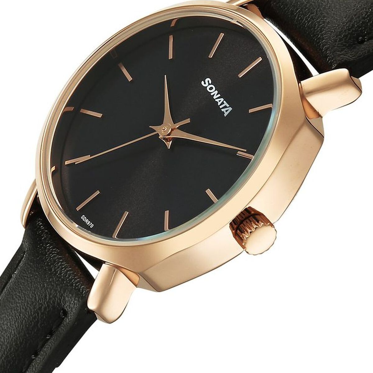 Sonata Eternia Quartz Analog Black Dial Leather Strap Watch For Women 4