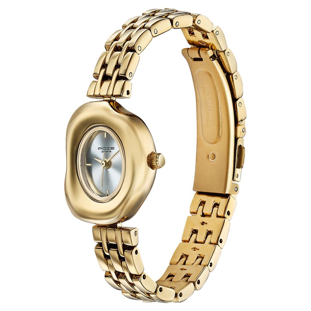 Poze By Sonata Quartz Analog Silver Dial Gold Metal Strap Watch For Women 5