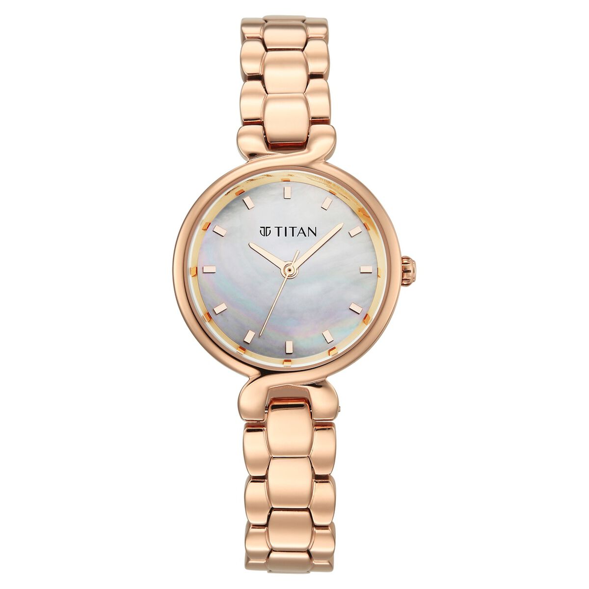Titan Workday Edit Quartz Analog Mother Of Pearl Dial Rose Gold Stainless Steel Strap Watch For Women 1