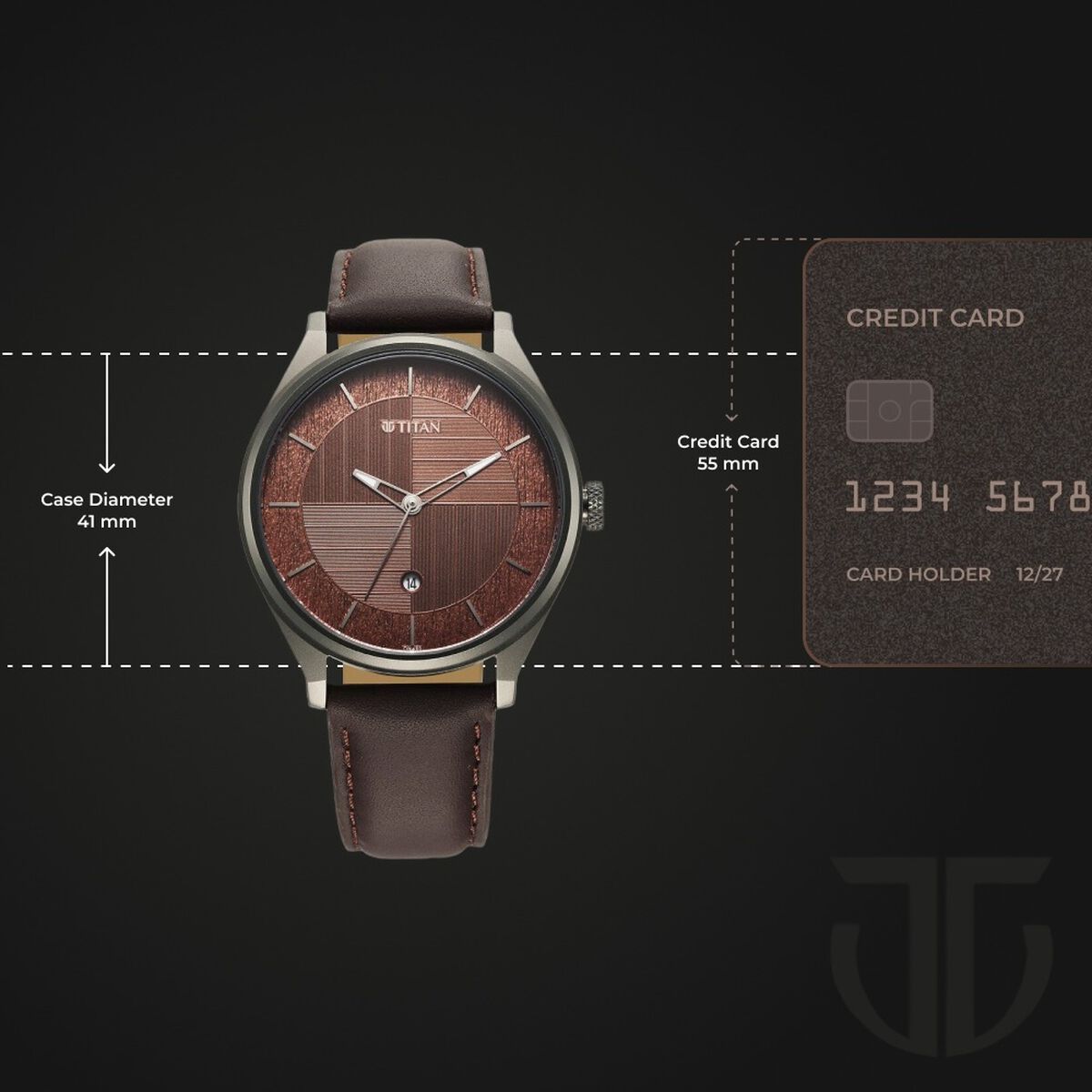 Titan Neo Economy Quartz Analog with Date Brown Dial Brown Leather Strap Watch For Men 3