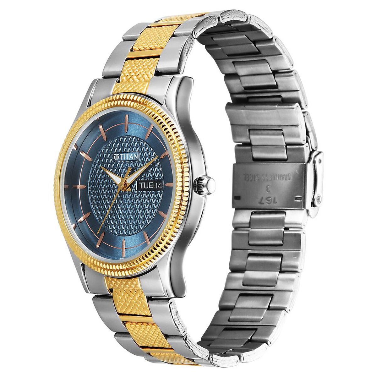 Titan Karishma Wedding Edit Quartz Analog with Day and Date Blue Dial Stainless Steel Strap Watch For Men 5