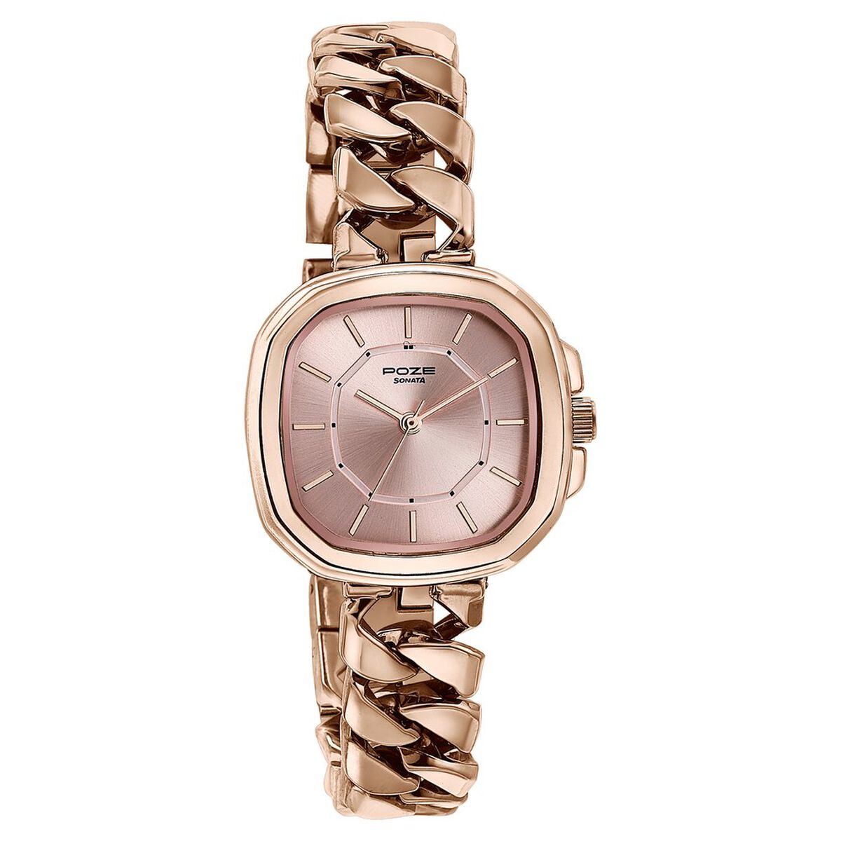 Sonata Poze Quartz Analog Rose Gold Dial Metal Strap Watch For Women 3