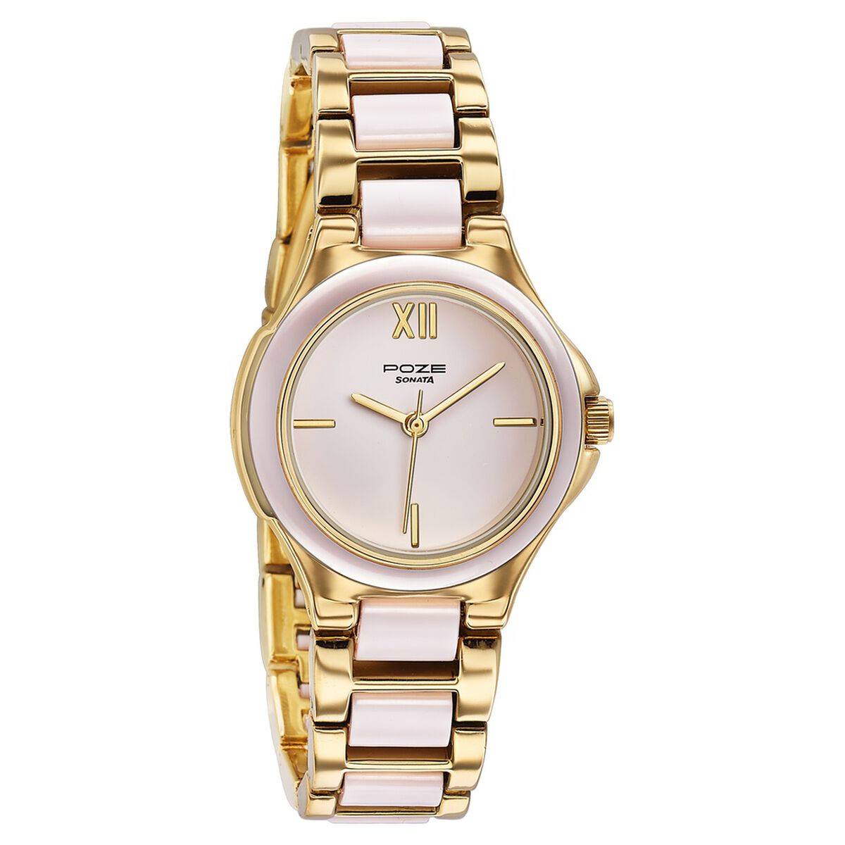 Poze By Sonata Quartz Analog Pink Dial Two Toned Metal & Plastic Strap Watch For Women 3