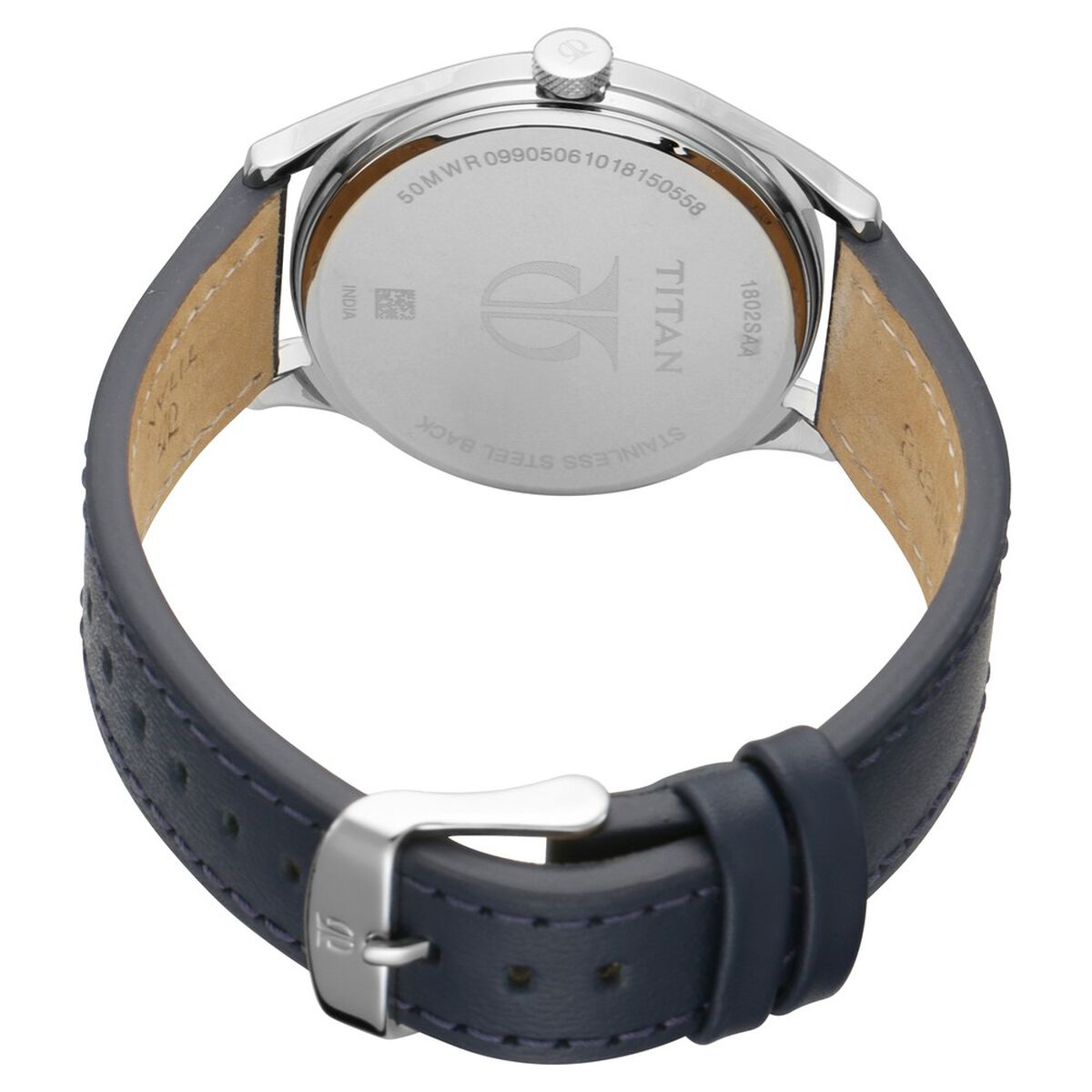 Titan Men's Minimalist Zen Watch: Sleek Leather Strap with Contrast Hands 4