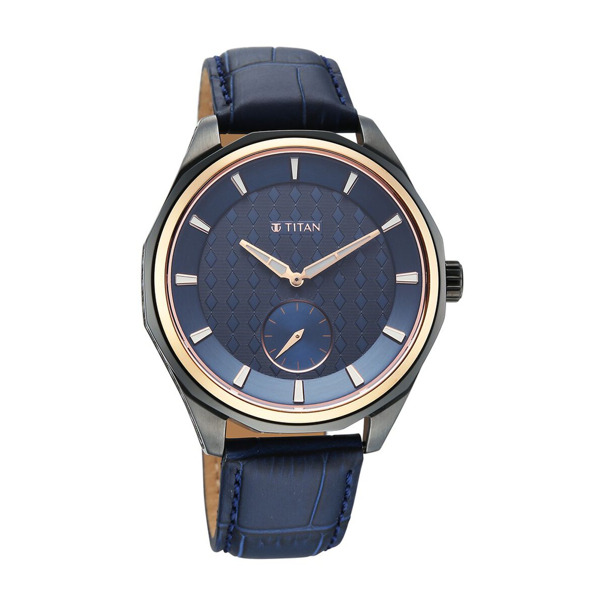 Titan Regalia Opulent Offset Second Hand Blue Dial Blue Leather Strap Watch For Men 3