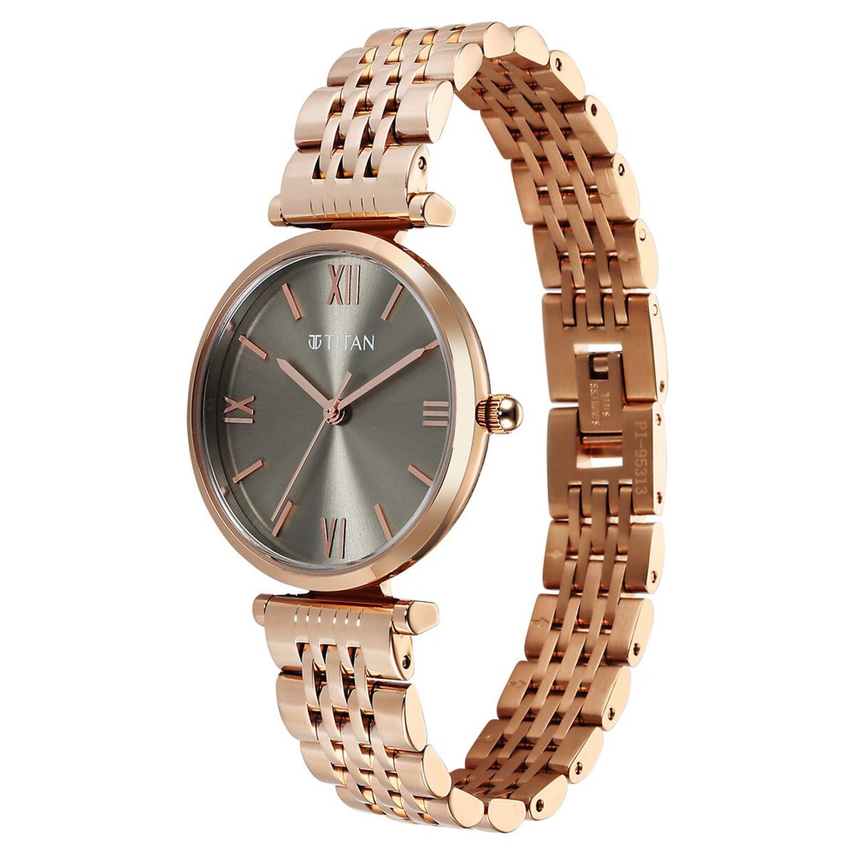 Titan Workmode Quartz Analog Grey Dial Metal Strap watch For Women 3