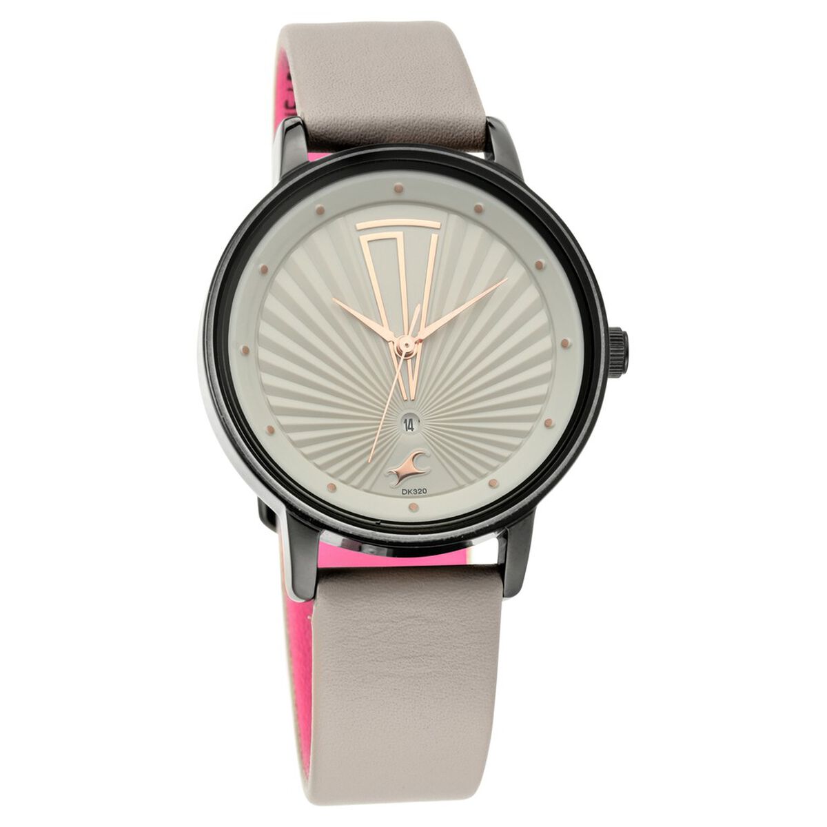 Fastrack Ruffles Quartz Analog with Date Grey Dial Leather Strap Watch for Girls 2